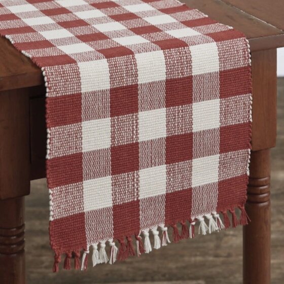 Wicklow Check Table Runner Red & Cream - 13x36