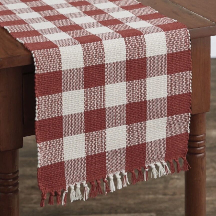 Wicklow Check Table Runner Red & Cream  13x36