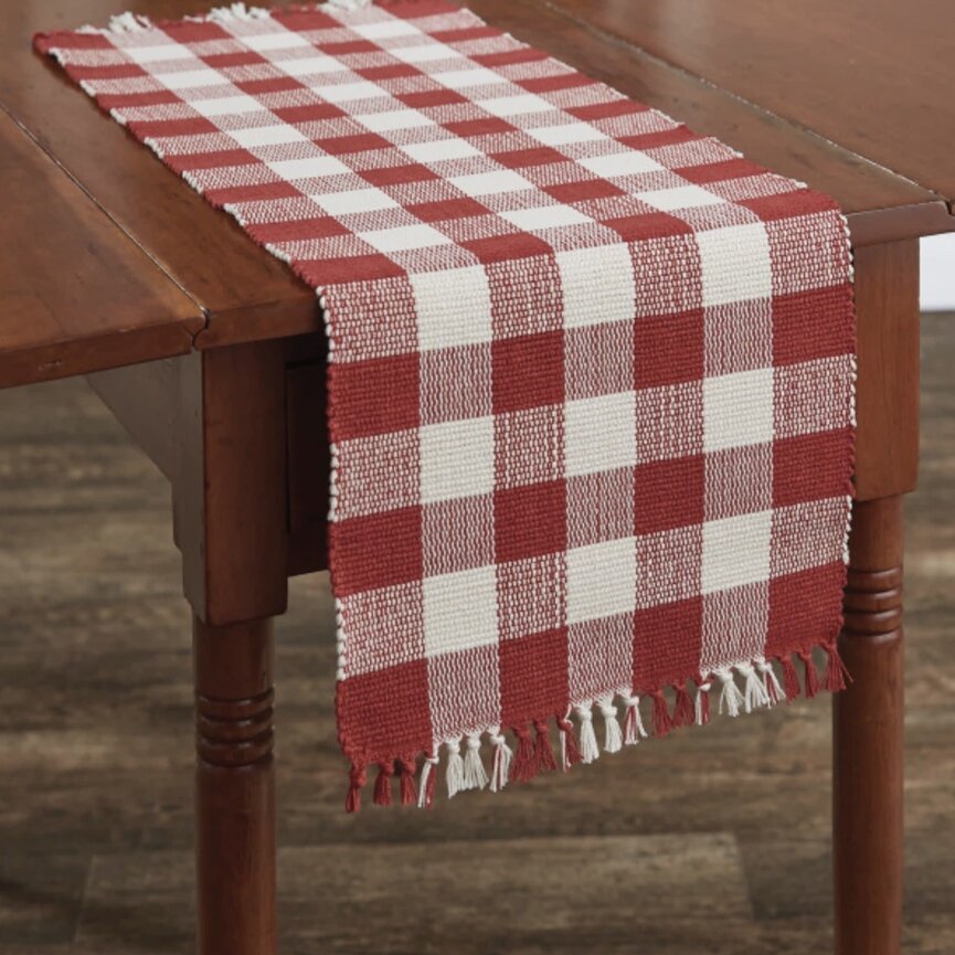 Wicklow Check Table Runner Red & Cream  13x36