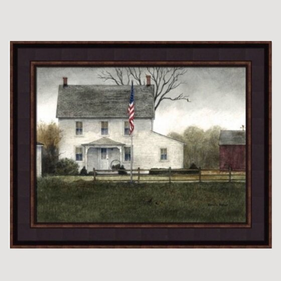 White House with Flag Framed Art