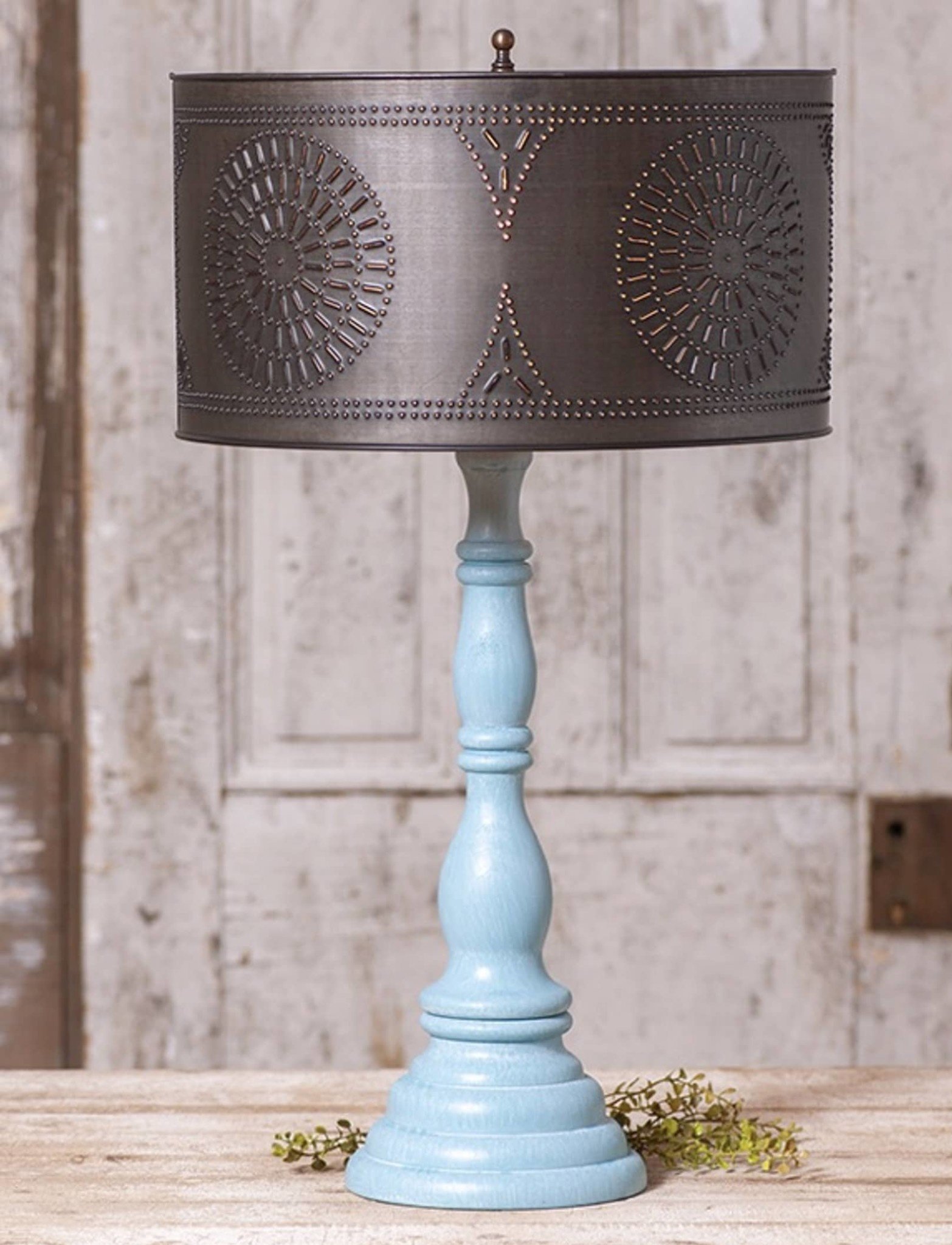 Betsy Ross Table Lamp with Punched Tin Chisel Shade in 3 Color Choices 