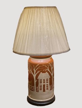 farmhouse lamp table redware pottery lamps sheep smith david