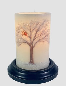 C R Designs Cardinal Pair Tree Candle Sleeve - Gumdrop