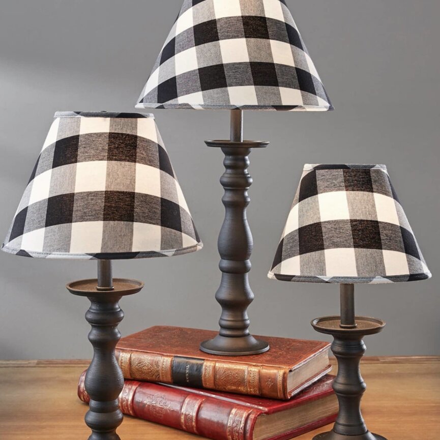 Wicklow Check Lampshade - Black & Cream - 12"