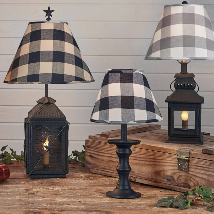 Wicklow Check Lampshade - Black - 10"