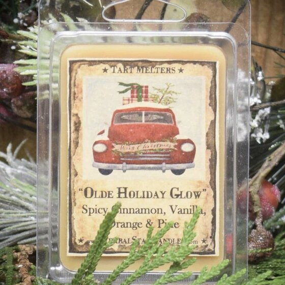 Olde Holiday Glow Spicy Cinnamon, Vanilla, Orange & Pine Mini Pack of Tarts
