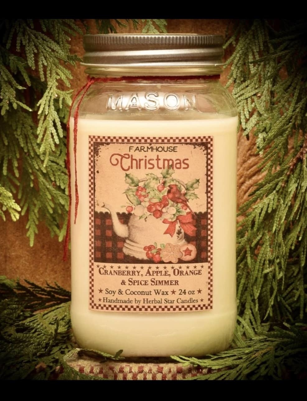 Herbal Star Candles Cranberry Spice Simmer Soy Jar Candle - 24oz Brand: Herbal Star Candles