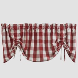 Wicklow Check Lined Farmhouse Valance Red & Cream - 60x20
