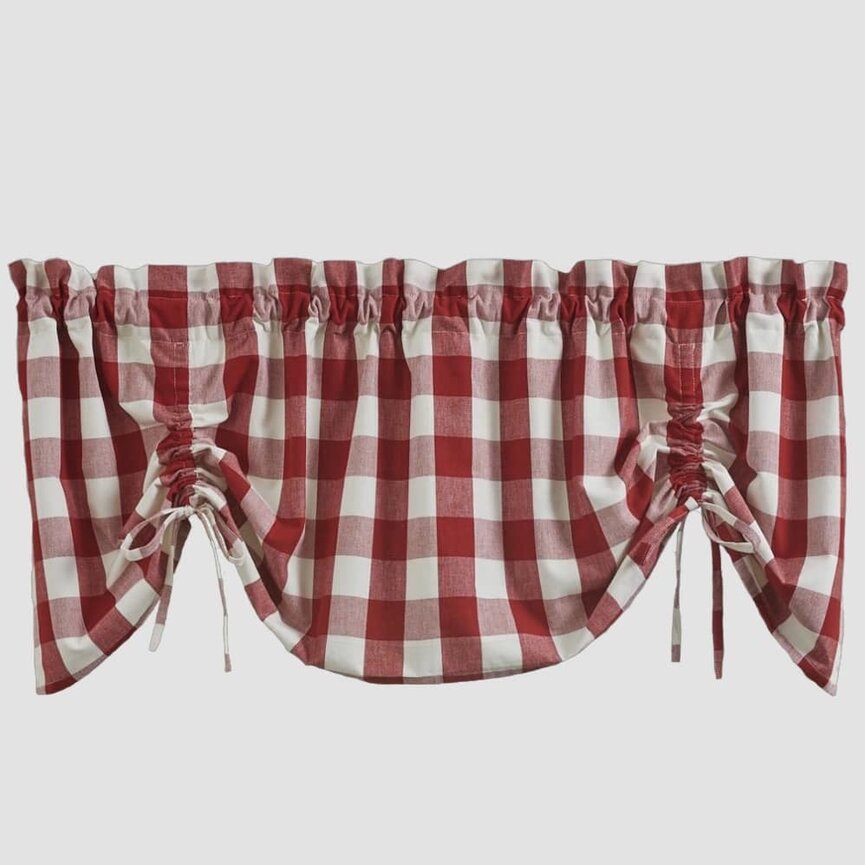 Wicklow Check Lined Farmhouse Valance Red & Cream - 60x20