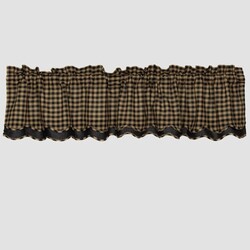 Black Check Lined Layered Valance - 72" x 16"