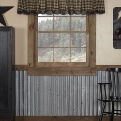 Black Check Lined Layered Valance - 72" x 16"