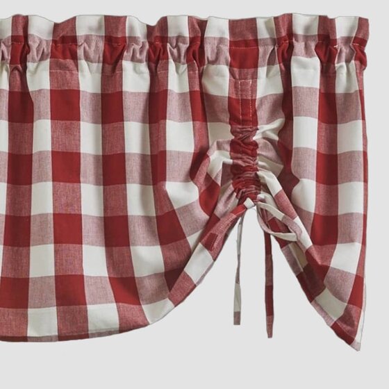 Wicklow Check Lined Farmhouse Valance Red & Cream - 60x20