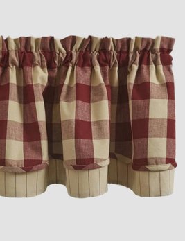 Park Designs Wicklow Check Lined Layered Valance Garnet - 72x16