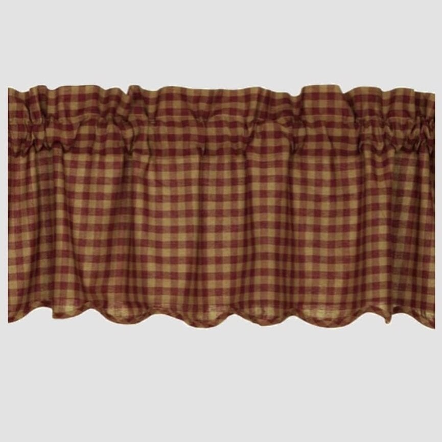 Burgundy Check Scalloped Valance - 16x72