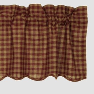 Burgundy Check Scalloped Valance - 16x72