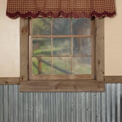 Burgundy Check Scalloped Layered Valance