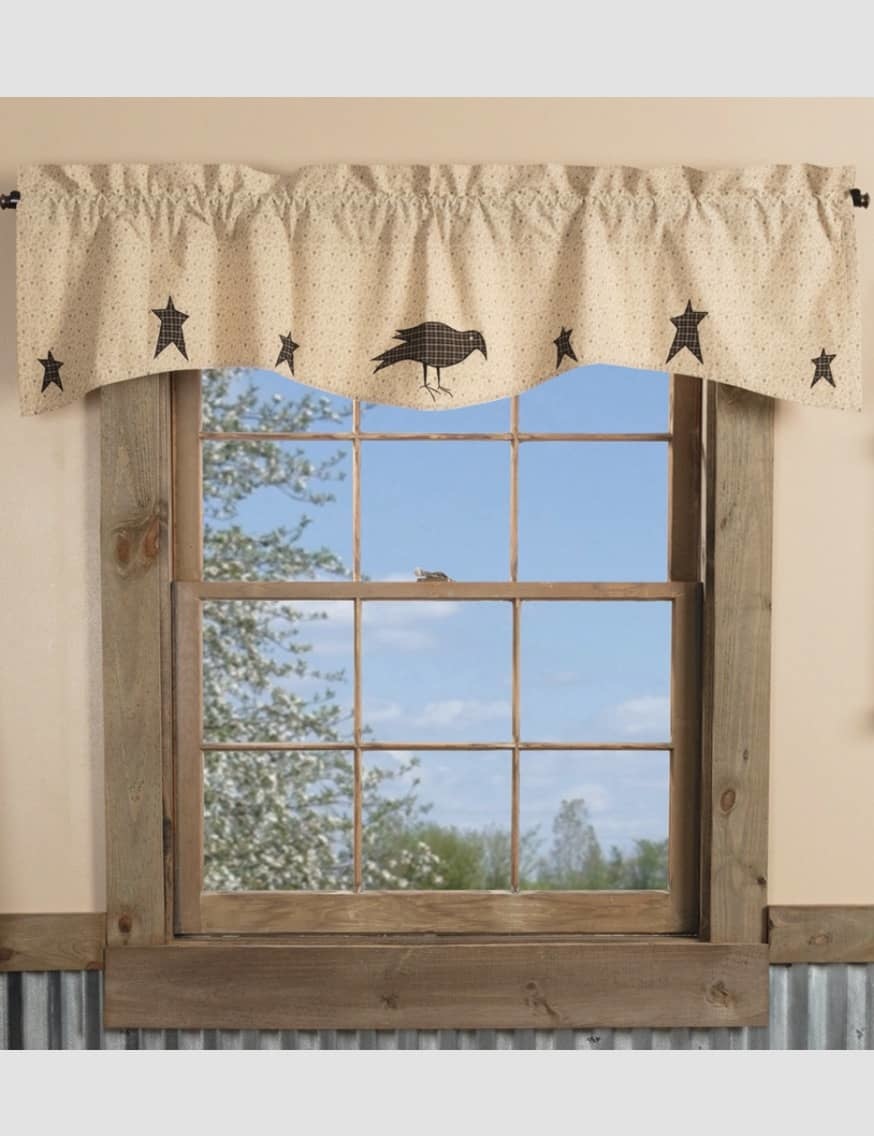 VHC Brands Kettle Grove Applique Crow and Star Valance Brand: VHC Brands