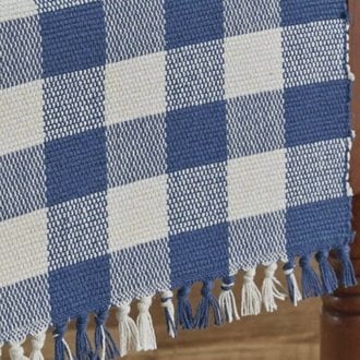 China Blue Wicklow Check Table Runner - 13x36