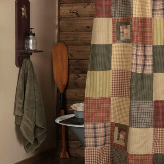 Tea Cabin Shower Curtain Patchwork - 72x72