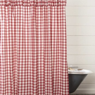 Annie Buffalo Red Check Ruffled Shower Curtain - 72x72