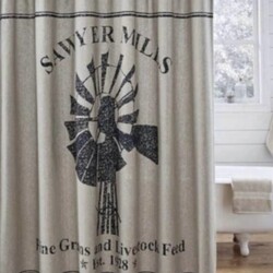 Sawyer Mill Charcoal Windmill Shower Curtain _ 72x72