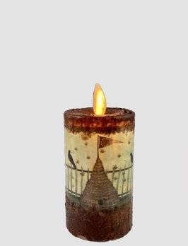 Nana's Farmhouse Bee Skep with Flag Moving Flame Votive Candle - 3x2