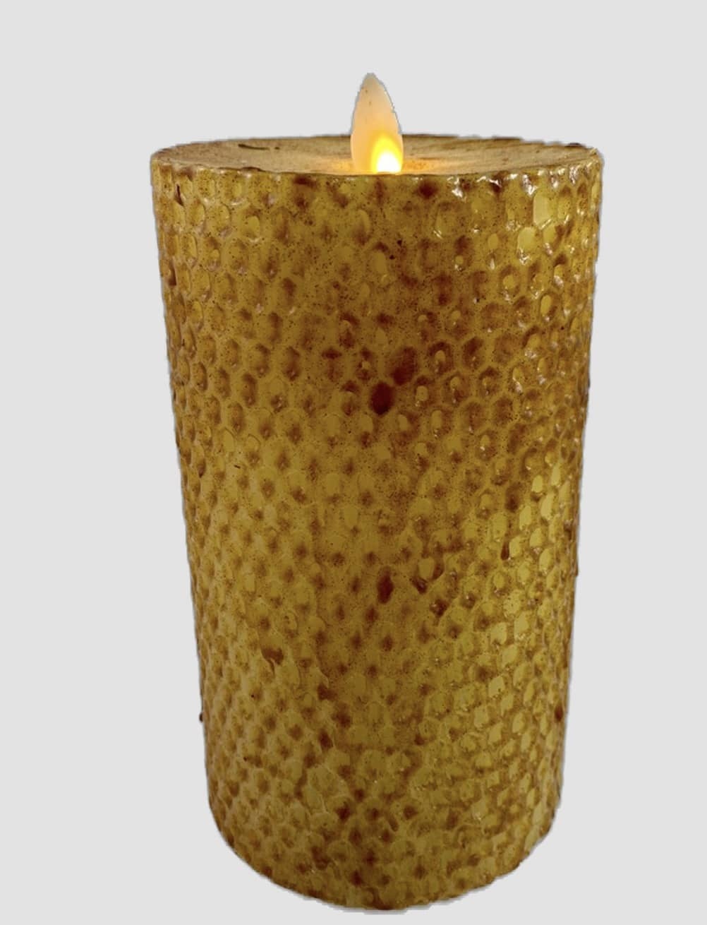 Nana's Farmhouse Primitive Mustard Honeycomb Beeswax Moving Flame Pillar Candle - 3.4x7 Brand: Nana's Farmhouse