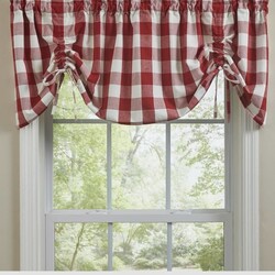 Wicklow Check Lined Farmhouse Valance Red & Cream - 60x20