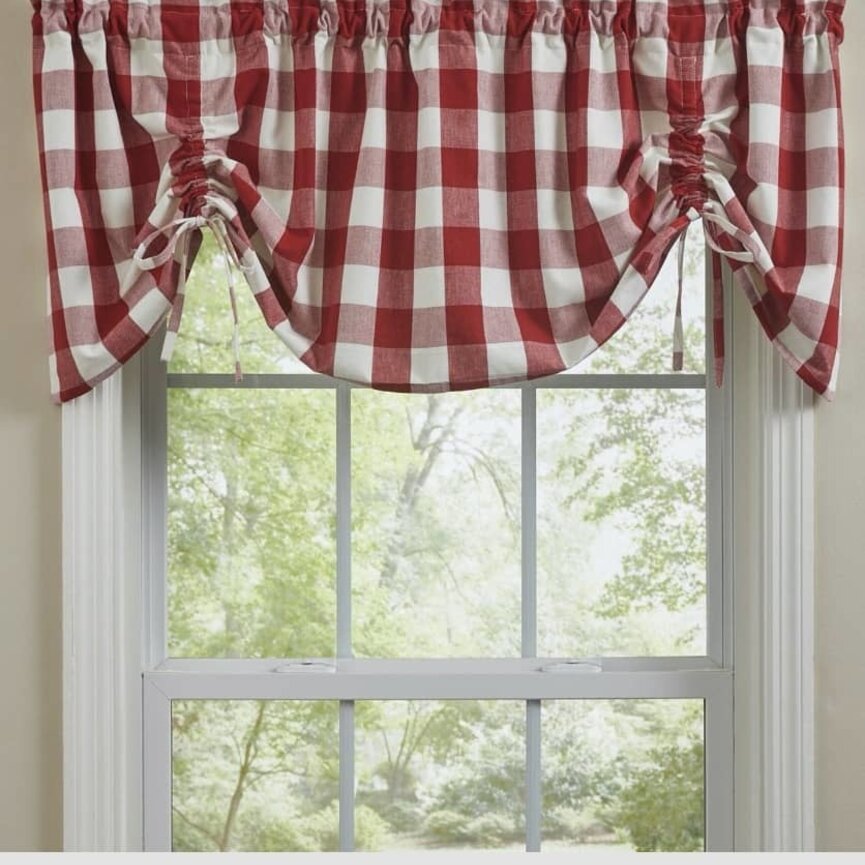 Wicklow Check Lined Farmhouse Valance Red & Cream - 60x20