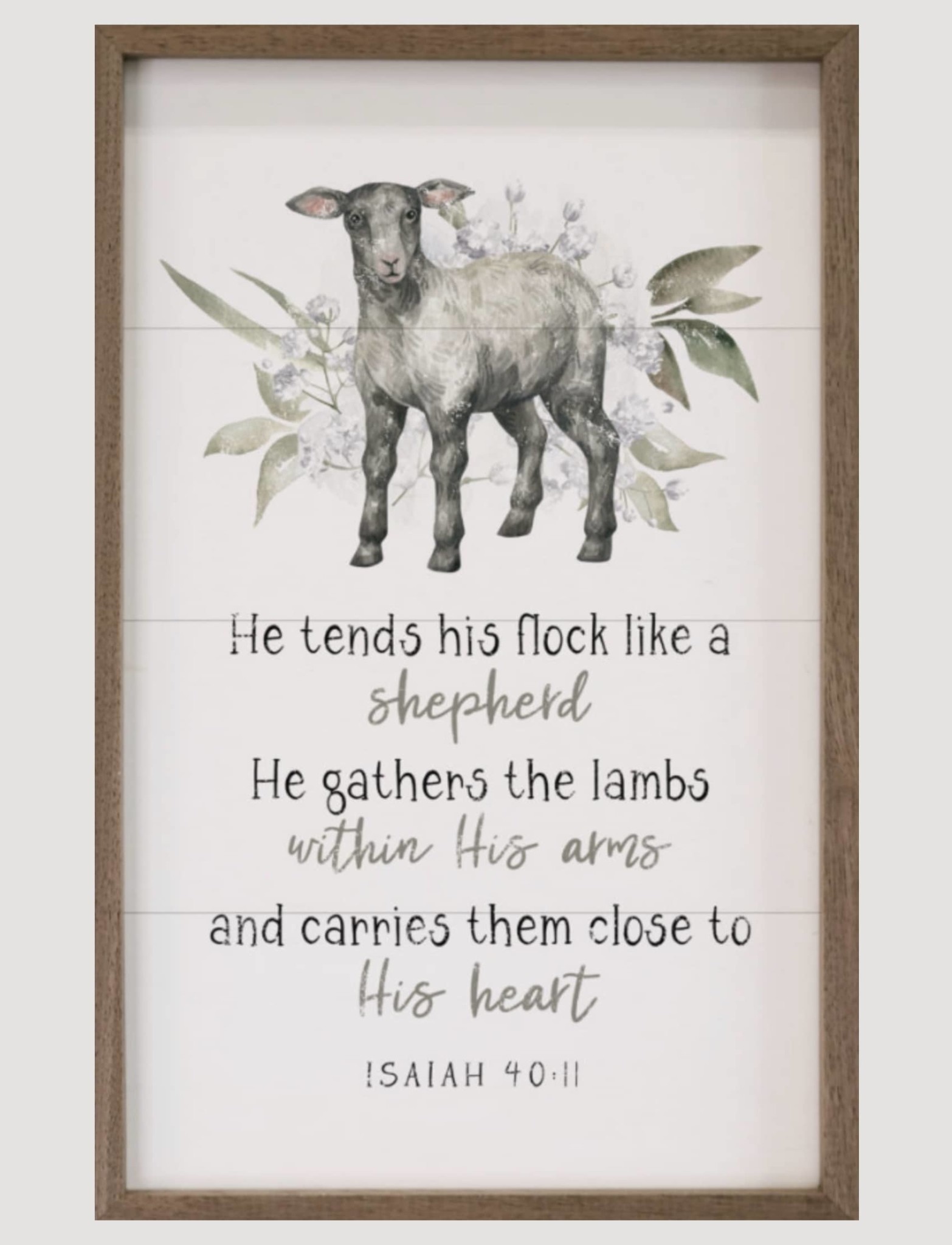 Kendrick  Home He Tends His Flock Isaiah 40:11 Framed Sign - 5x8 Brand: Kendrick  Home
