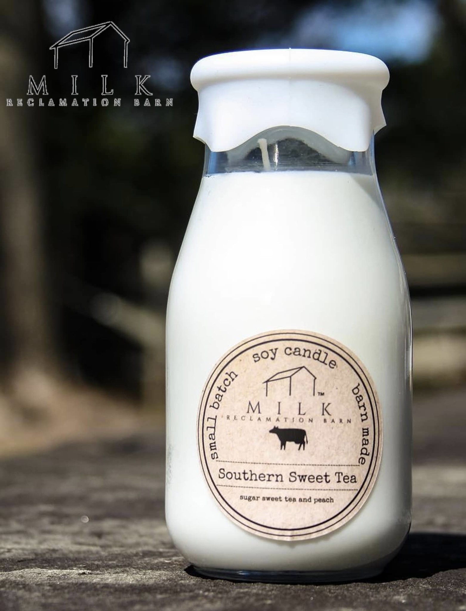 Milk Reclamation Barn Candles Southern Sweet Tea Soy Milk Bottle Candle - 16oz Brand: Milk Reclamation Barn Candles