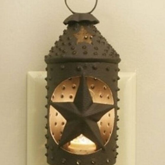 Punched Star Paul Revere Night Light Rustic Brown 6 T x 2 DIA
