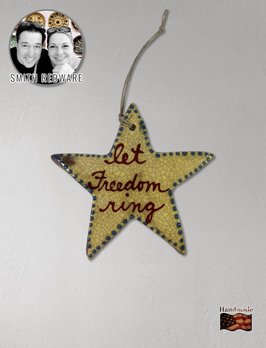 Smith Redware Smith Redware - Let Freedom Ring Star Ornament Yellow