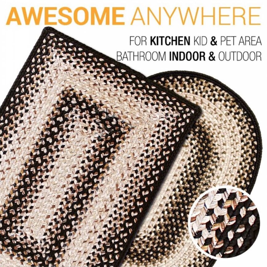Black Mist Ultra Durable Braided Rugs