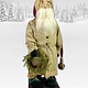 Olde Thyme Creations Santa Tan Coat Green Pants Holding Wreath - 13" T