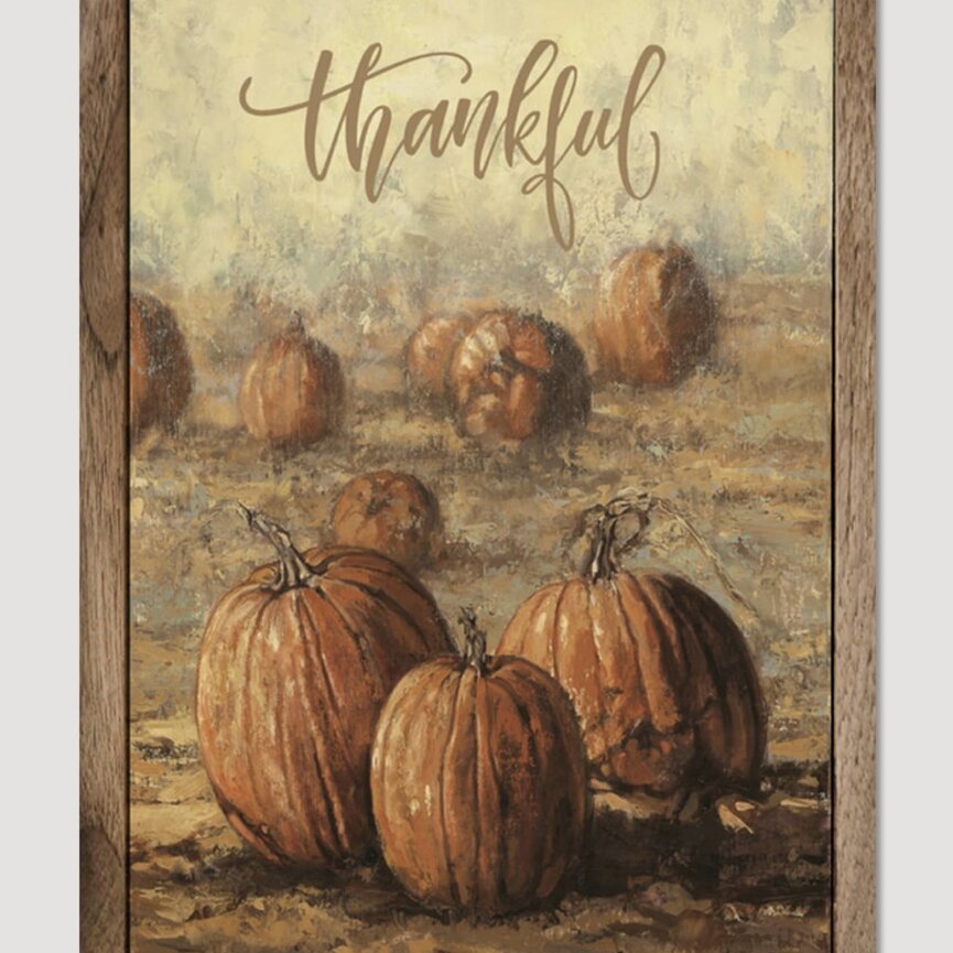 Thankful Pumpkins By Bonnie Mohr Wood Framed Sign