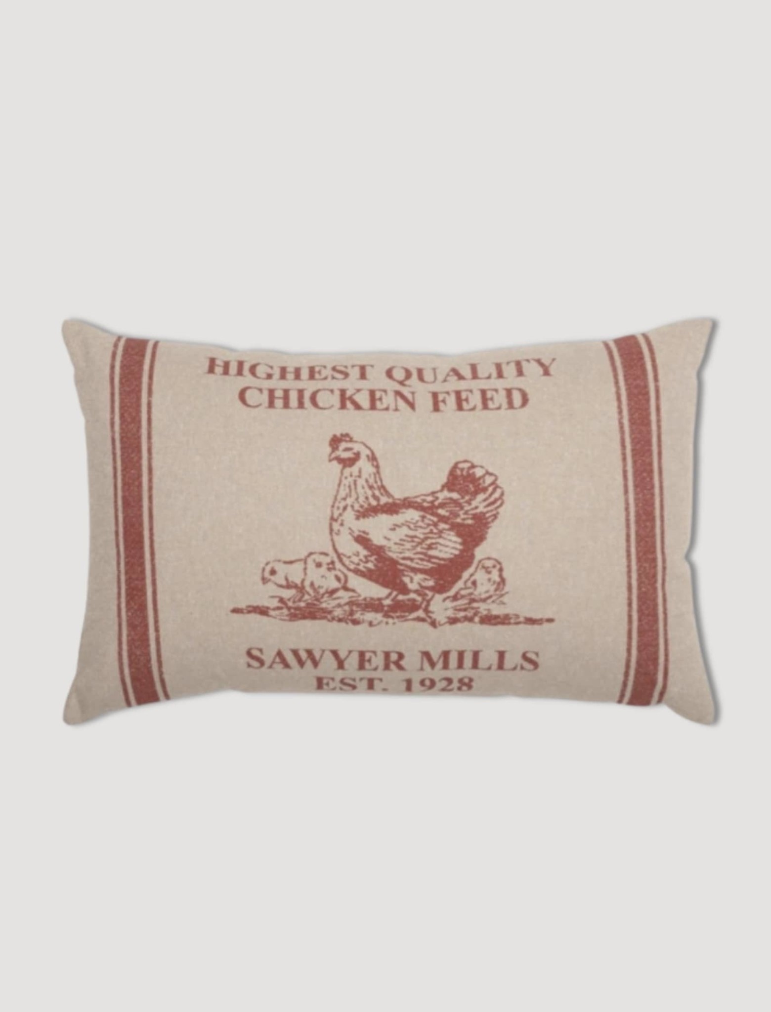 VHC Brands Sawyer Mill Red Hen and Chicks Pillow 14 x 22" Brand: VHC Brands