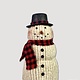 Nana's Farmhouse Chenille Top Hat Snowman  Red Plaid Scarf - 13"