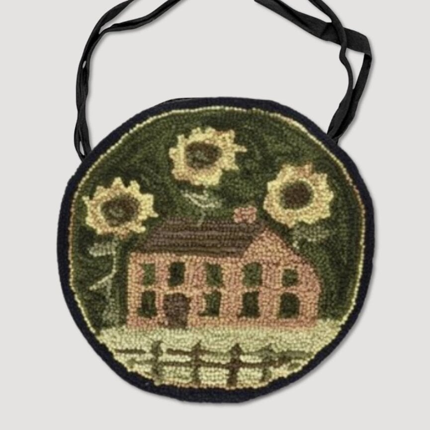 House And Sunflowers Hooked Chair Pad - 14.5"