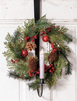 Irvin's Tinware Over The Door Wreath & Candle Holder - 20" H