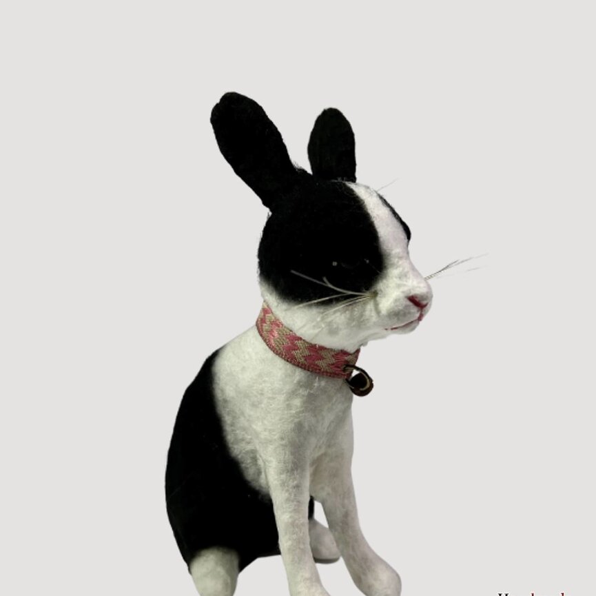 Sitting Black & White Rabbit - 5"