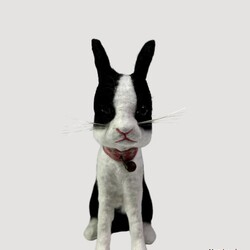 Sitting Black & White Rabbit - 5"