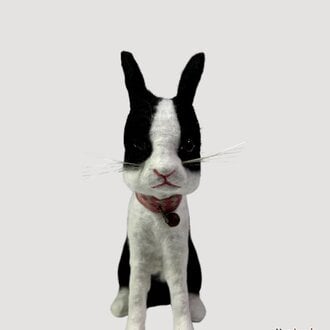 Sitting Black & White Rabbit - 5"