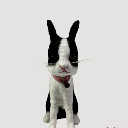 Sitting Black & White Rabbit - 5"