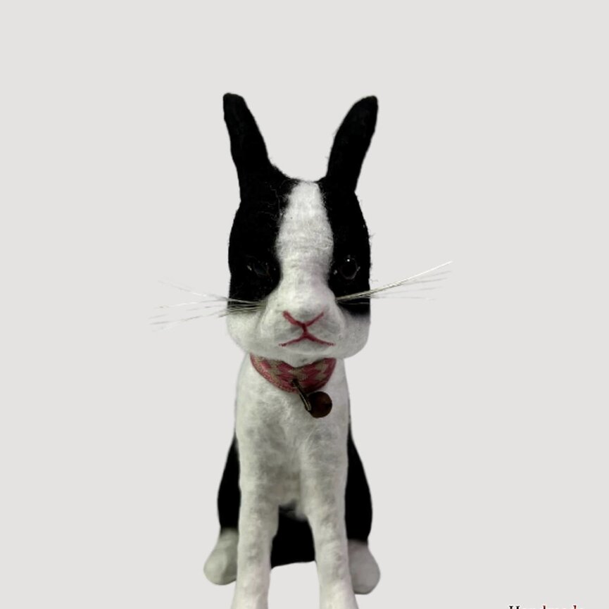 Sitting Black & White Rabbit - 5"