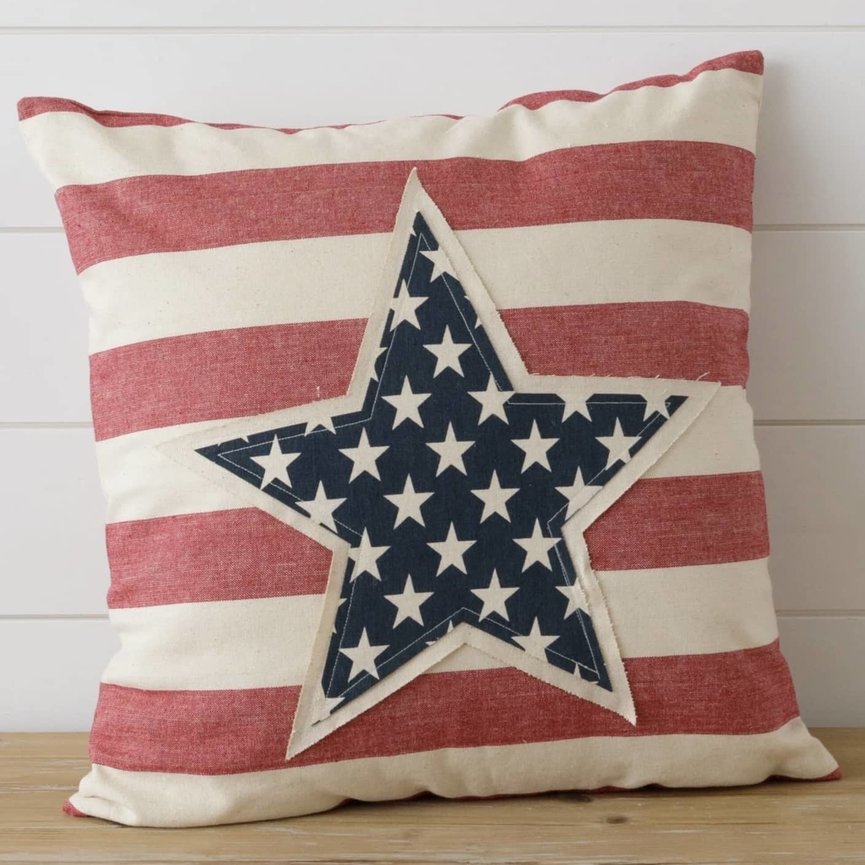 Star Patch & Stripes Pillow - 18"