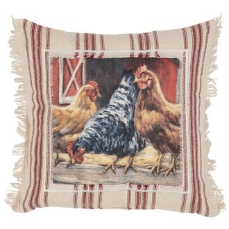 Chicken Coop Red Ticking Stripe Pillow