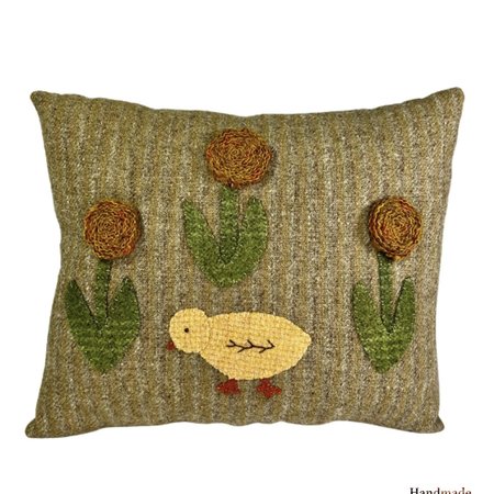 Chick Wool Pillow & Quilted Flowers