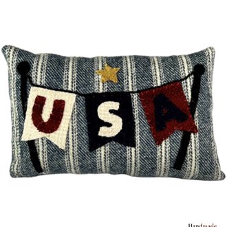USA Wool Pillow Bowl Filler with Homespun Back