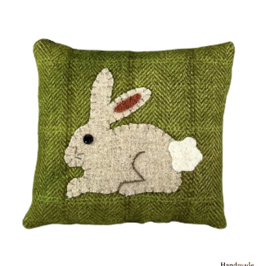 Sitting Bunny Wool Pillow - 6" x 5"